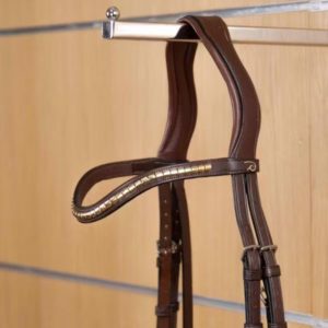 Dy'on Dressage Collection Flat Leather Brass Clincher Straight Browband