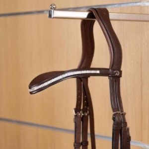 Dy'on Dressage Collection Flat Leather Double White Swarovski V Shape Browband