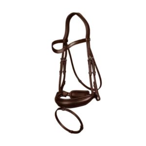 Dy'on Dressage Collection Flat Leather Matte Large Crank Noseband Bridle With Flash