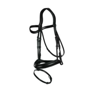 Dy'on Dressage Collection Flat Leather Matte Medium Noseband Bridle with Flash