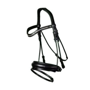 Dy'on Dressage Collection Round Leather Matte Large Crank Noseband Bridle With Flash