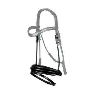 Dy'on Dressage Collection Round Leather Matte Medium Crank Noseband With Flash