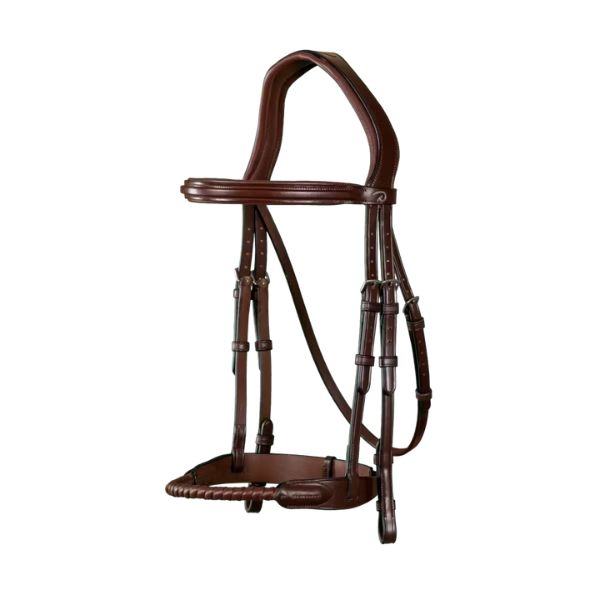 Dy'on New English Collection Leather Covered Rope Noseband Bridle - Image 3