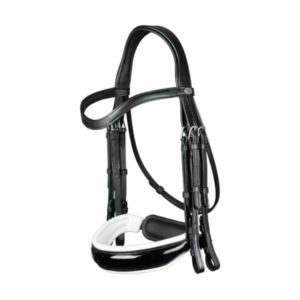 Dy'on Working Collection Patent Large Crank Noseband With White Padding Double Bridle