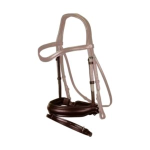 Dy'on Dressage Collection Flat Leather Matte Medium Crank Noseband With Flash