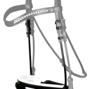 Dy'on Rolled Dressage Collection Large Crank Patent Noseband with White Padding and Flash