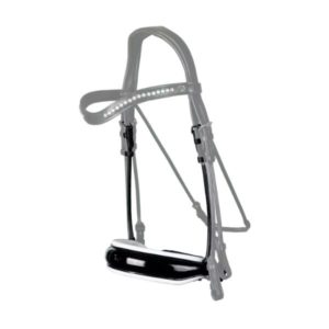 Dy'on Dressage Collection Round Leather Patent Large Crank Noseband With White Padding