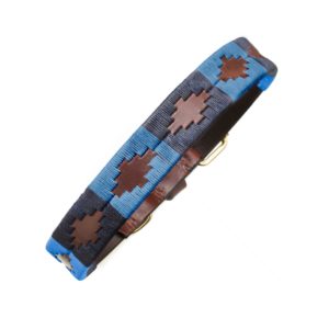 Pampeano Azules Dog Collar Blue Leather Adjustable Premium Quality